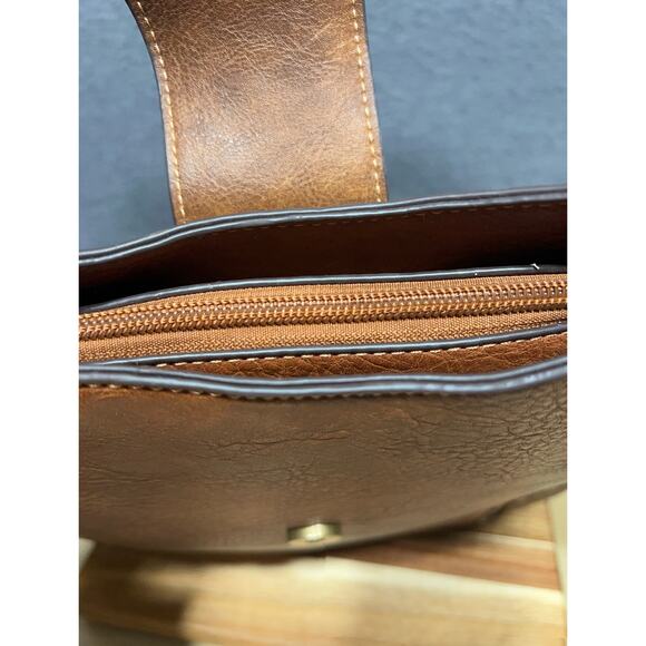 Justin Western Carry Handbag With Dual Zippered Pockets Magnet Closure Brown - Picture 7 of 11